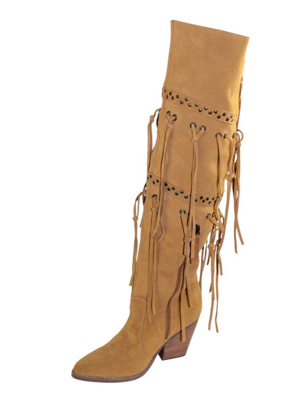 Dingo Witchy Woman Camel Suede Fringe Over the Knee Boots Size 7 - Picture 2 of 5